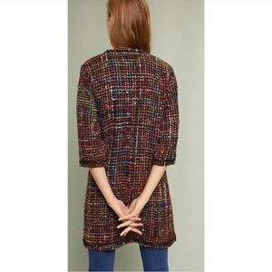 ett:twa Anthropologie Tweed Berwyn Jacket M Multicolour Longline Blazer Artsy